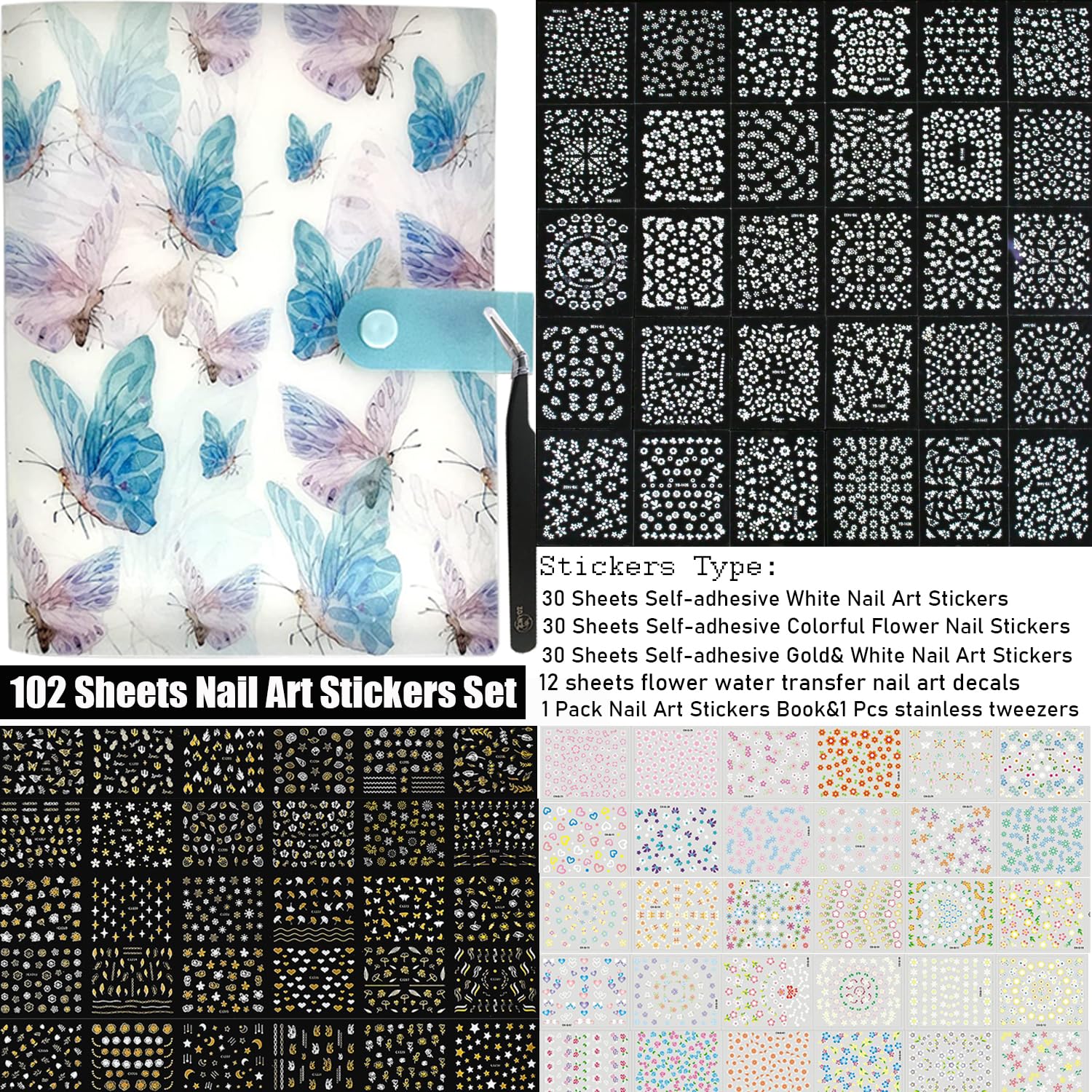 Zoance storage book open displaying organized sticker sheets for quick selection