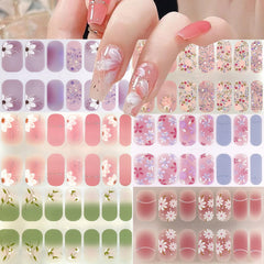 ZOAZJINAZ front packaging displaying floral gel nail strips and benefits