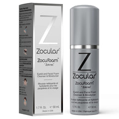 Zocular front packaging showing 50 mL foam bottle and brand for clear identification and benefit