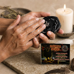 Zoeartcrafts Gallina Negra soap texture close-up highlighting handcrafted quality benefit