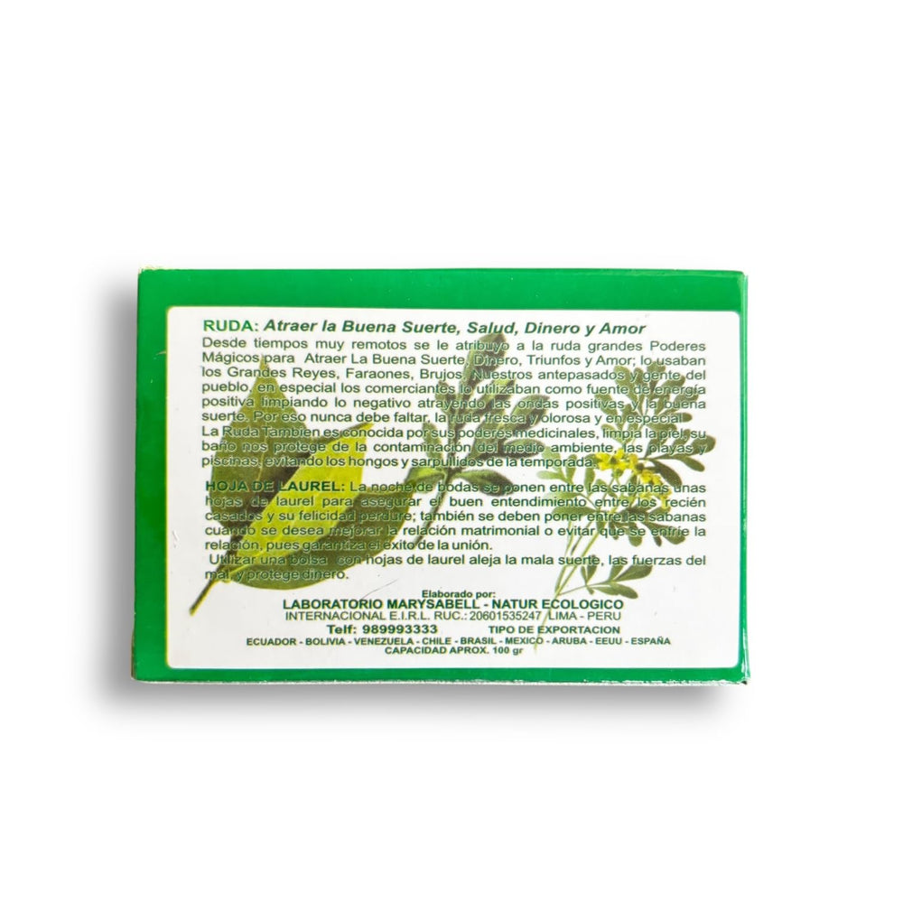 Zoeartcrafts rue soap label close-up showing ingredient list and craft quality