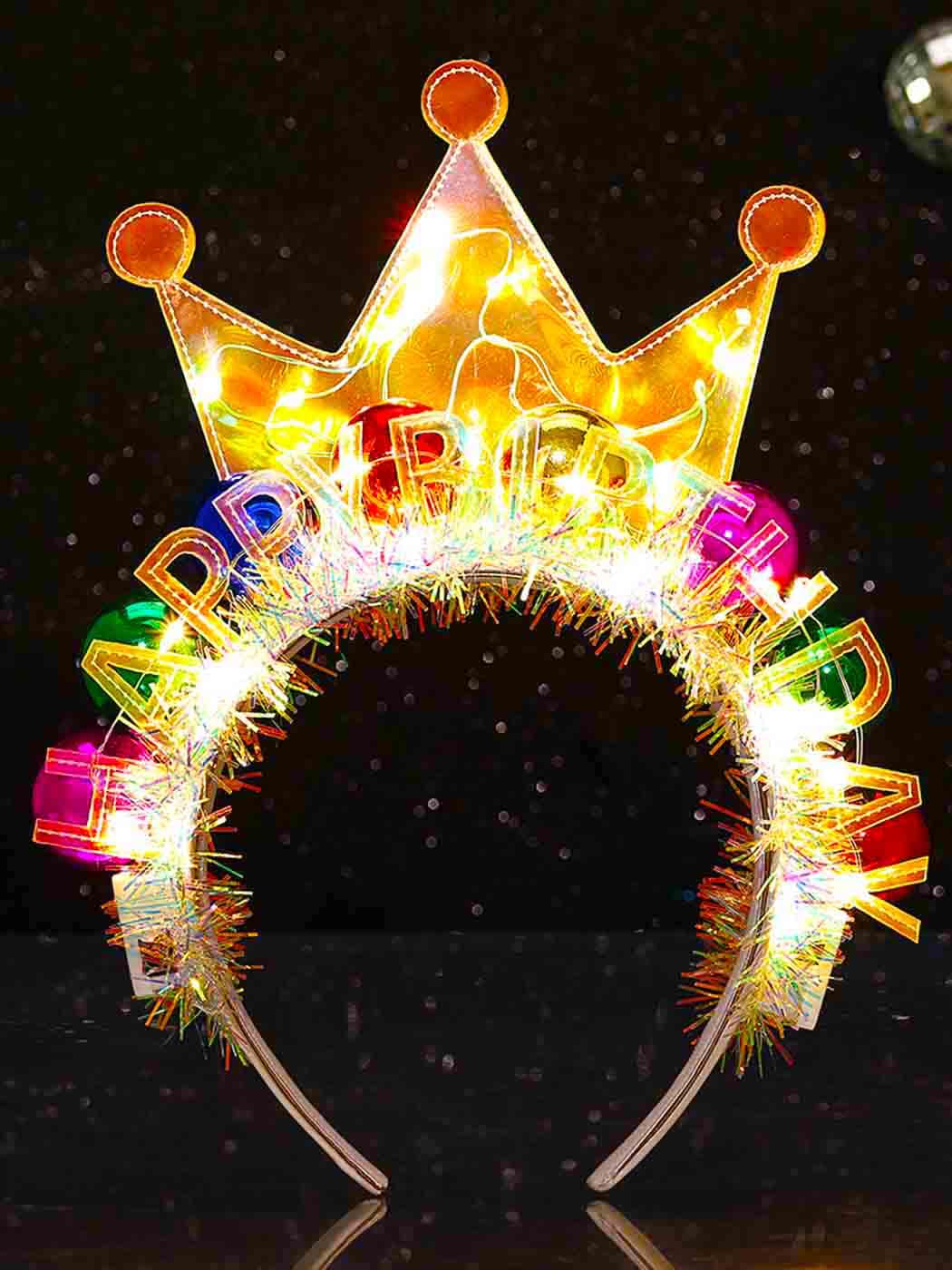 Zoestar front view glowing crown headband adds instant party flair