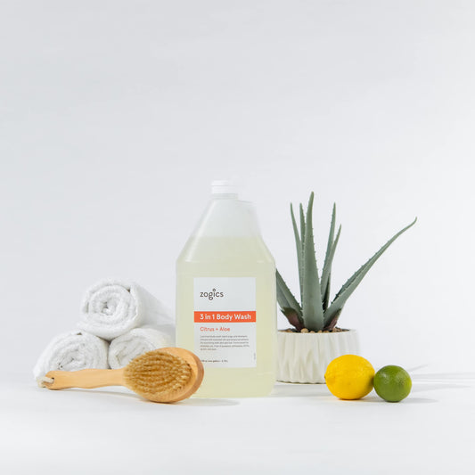 Zogics pouring from jug into dispenser for fast facility refills