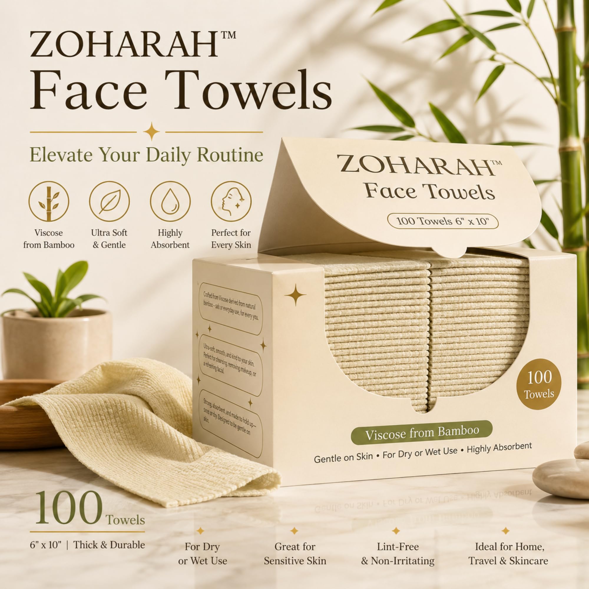 ZOHARAH packaging label closeup showing material details and clarity