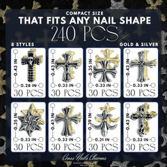 ZOKLU cross charms applied on acrylic nail for bold manicure accent