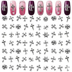 ZOKLU front pack of 120 silver cross charms showing variety and value