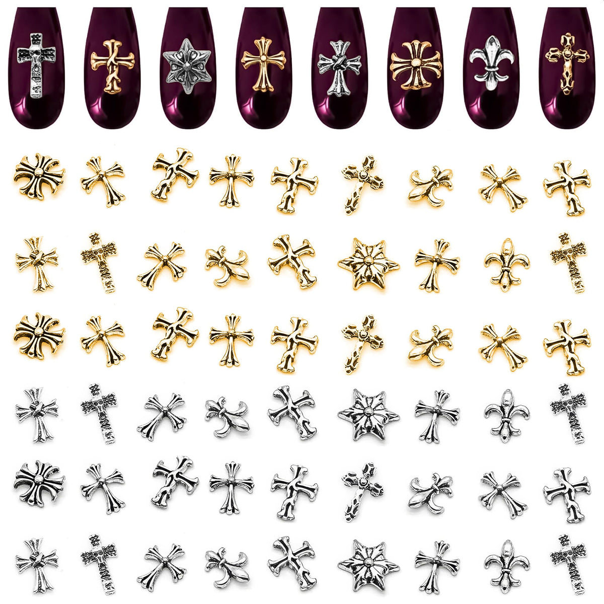 ZOKLU front packaging showing full 240-piece cross charm kit and variety