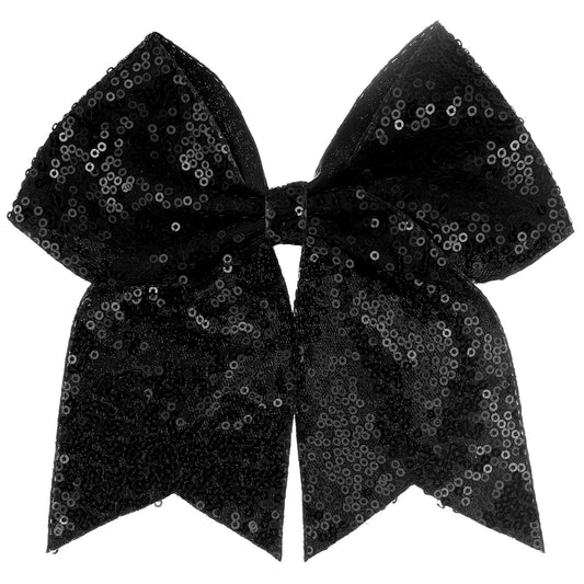 Zolyco front view of black glitter bow showing bold style and easy wear