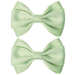 Zolyco front view apple green bows showing vibrant color and neat shape for styling