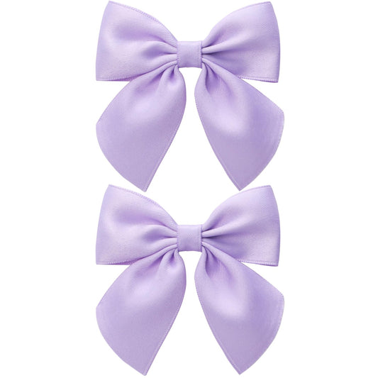 Zolyco front view light purple bow clip shows neat double-ribbon elegance