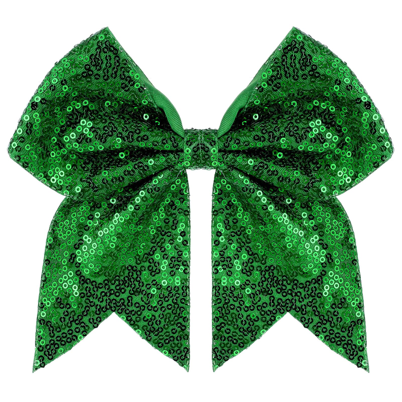 Zolyco front view green sequin bow showing bold team color and sparkle