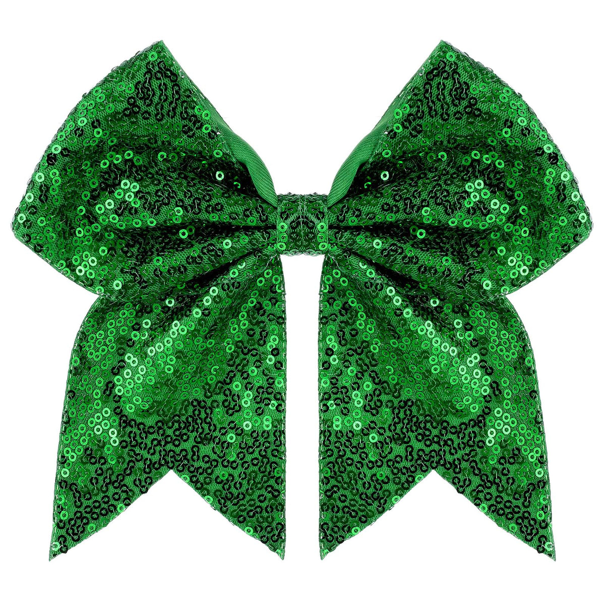 Zolyco front view green sequin bow showing bold team color and sparkle
