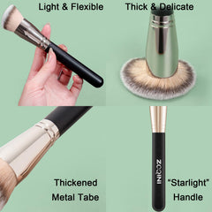 ZOQINI angled face brush bristles close-up for precise facial tanning and makeup blending benefit