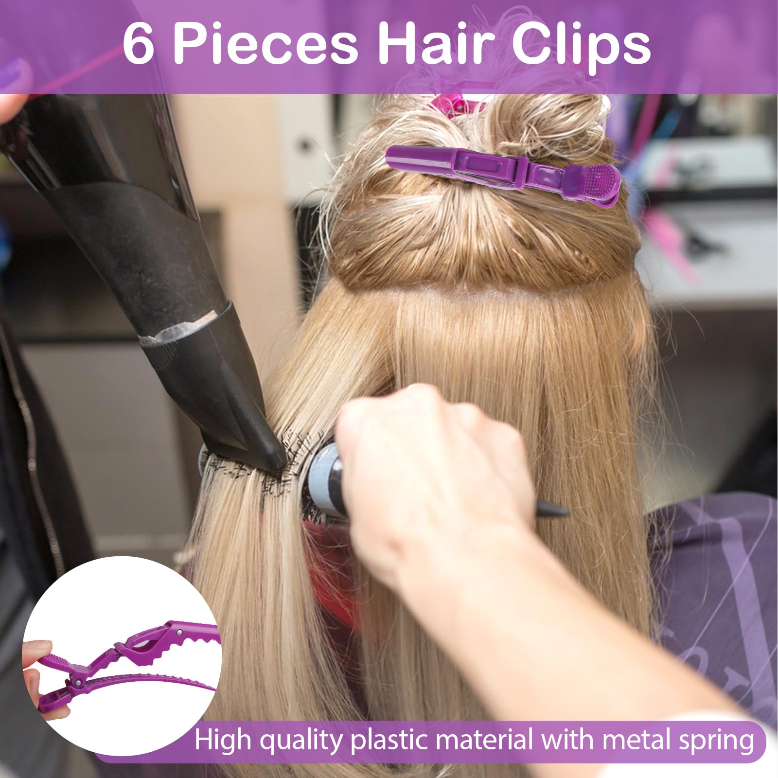 Zorliton sectioning clips holding hair in use, secure grip for layered styles