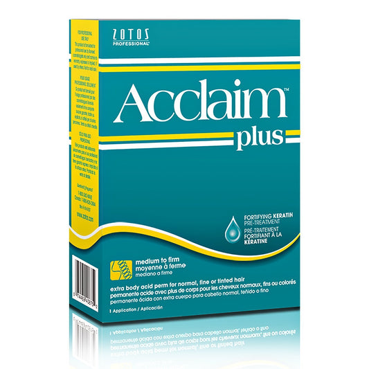 Zotos Acclaim Plus front packaging showing product and conditioning benefit