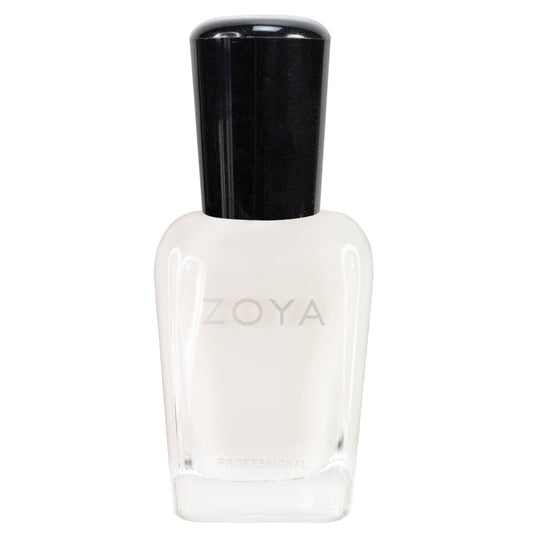ZOYA Adel front bottle showing warm sheer off-white and packaging benefit
