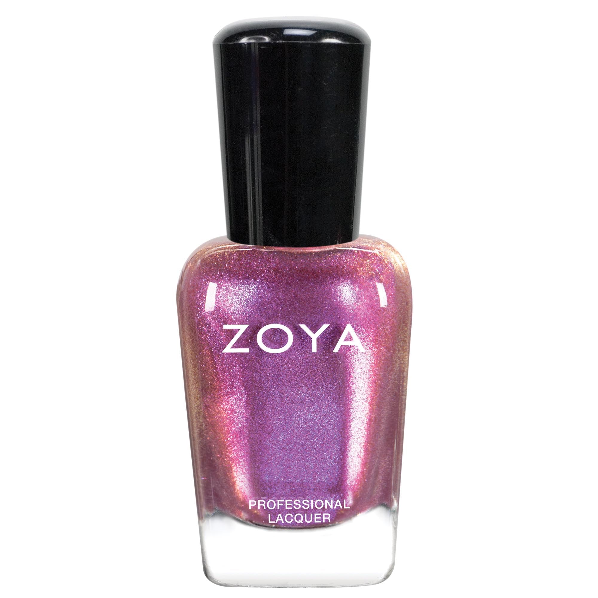 ZOYA Leisel front bottle showing cool pink-purple shimmer and professional packaging