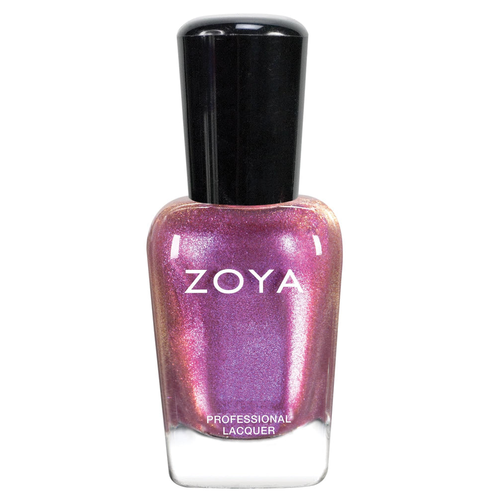 ZOYA Leisel front bottle showing cool pink-purple shimmer and professional packaging
