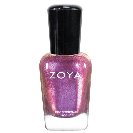 ZOYA Leisel front bottle showing cool pink-purple shimmer and professional packaging