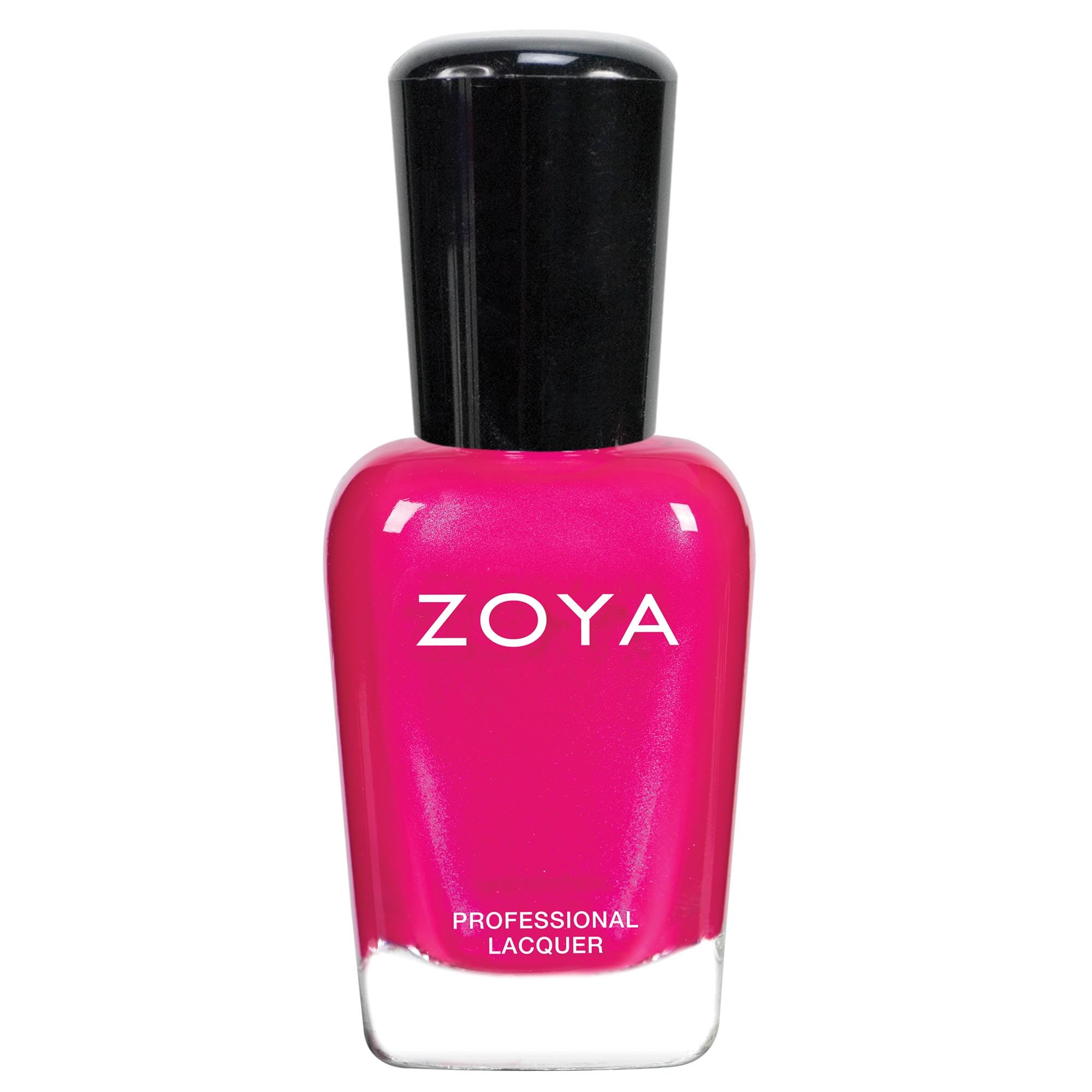 ZOYA Lola front bottle showing neon fuchsia color and label, bold salon-ready finish
