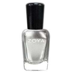 ZOYA Trixie front bottle showing bright silver metallic polish and premium label benefit