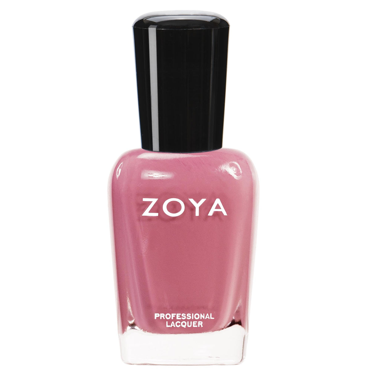 ZOYA Zanna bottle front view showing muted rose-mauve shade and clean label, salon-ready