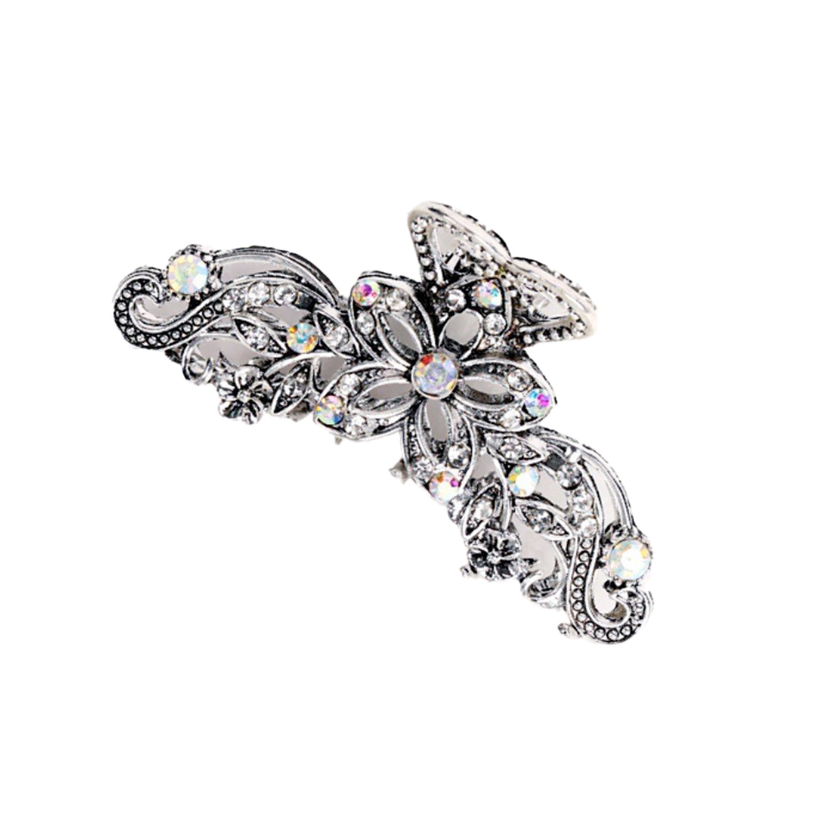 ZQTSANKESL front view showing rhinestone floral clip adding sparkle