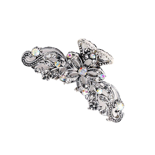 ZQTSANKESL front view showing rhinestone floral clip adding sparkle