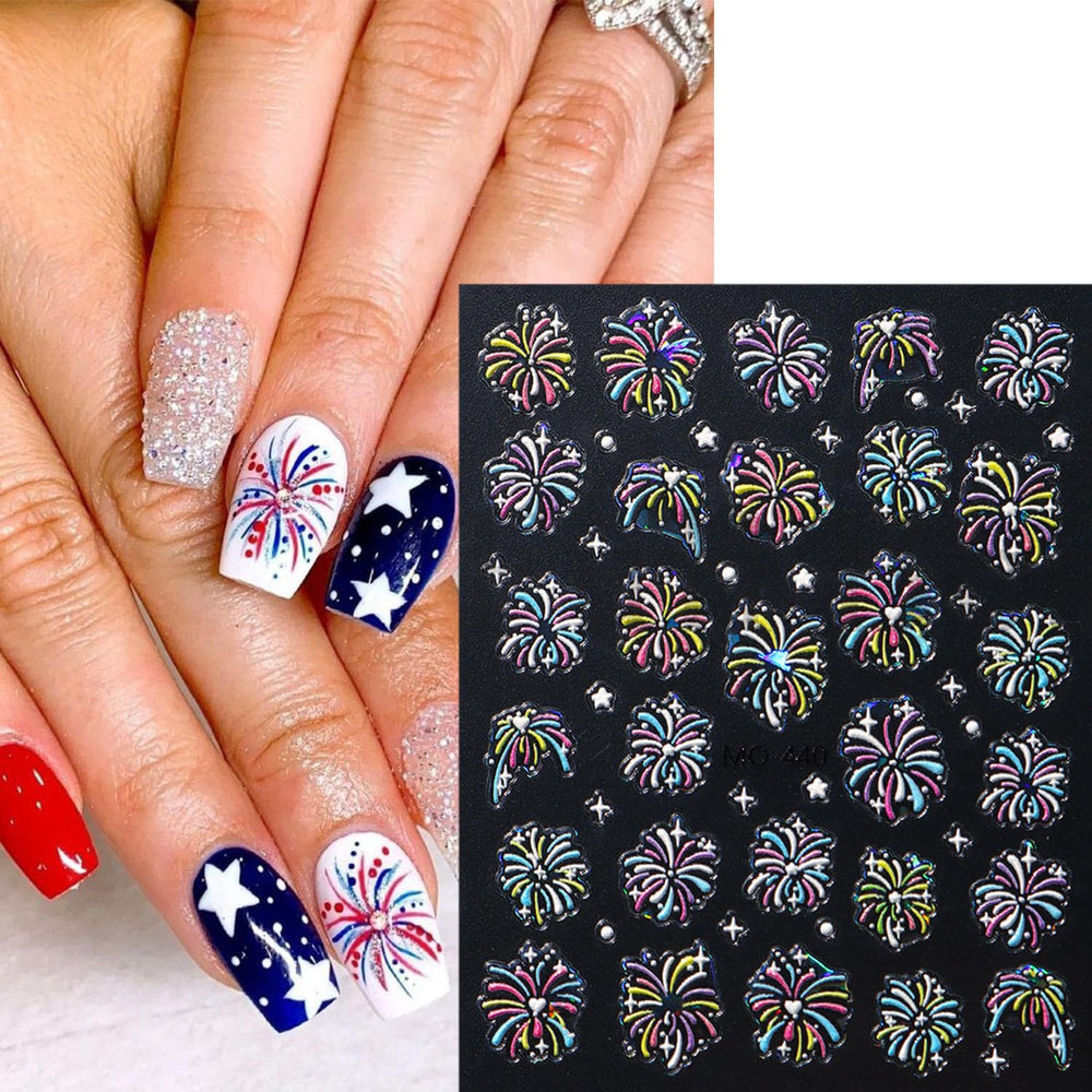 ZRETHFB finished fingernails wearing decals for neat patriotic manicure