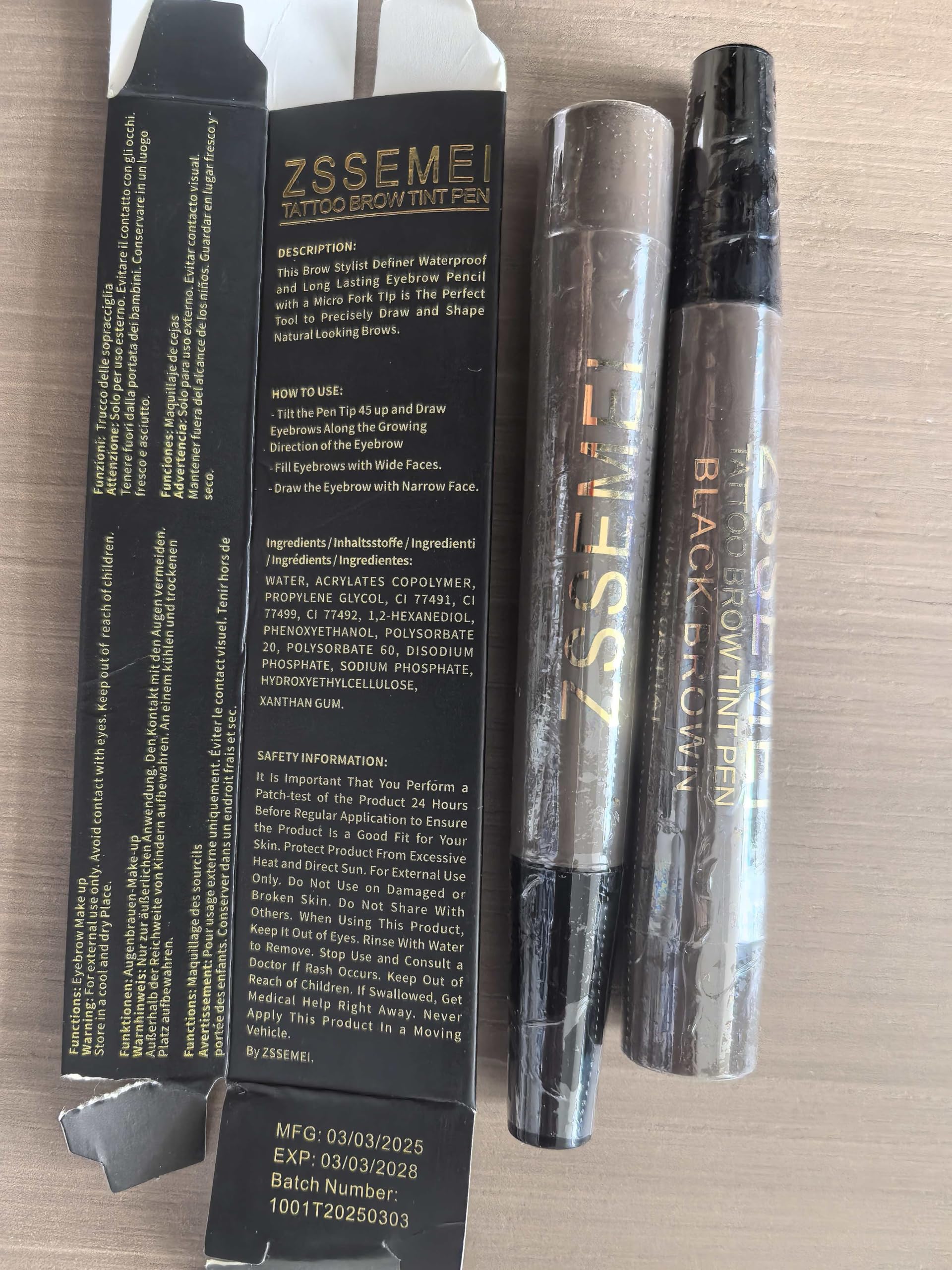 ZSSEMEI lifestyle shot with makeup bag to show daily-ready brows
