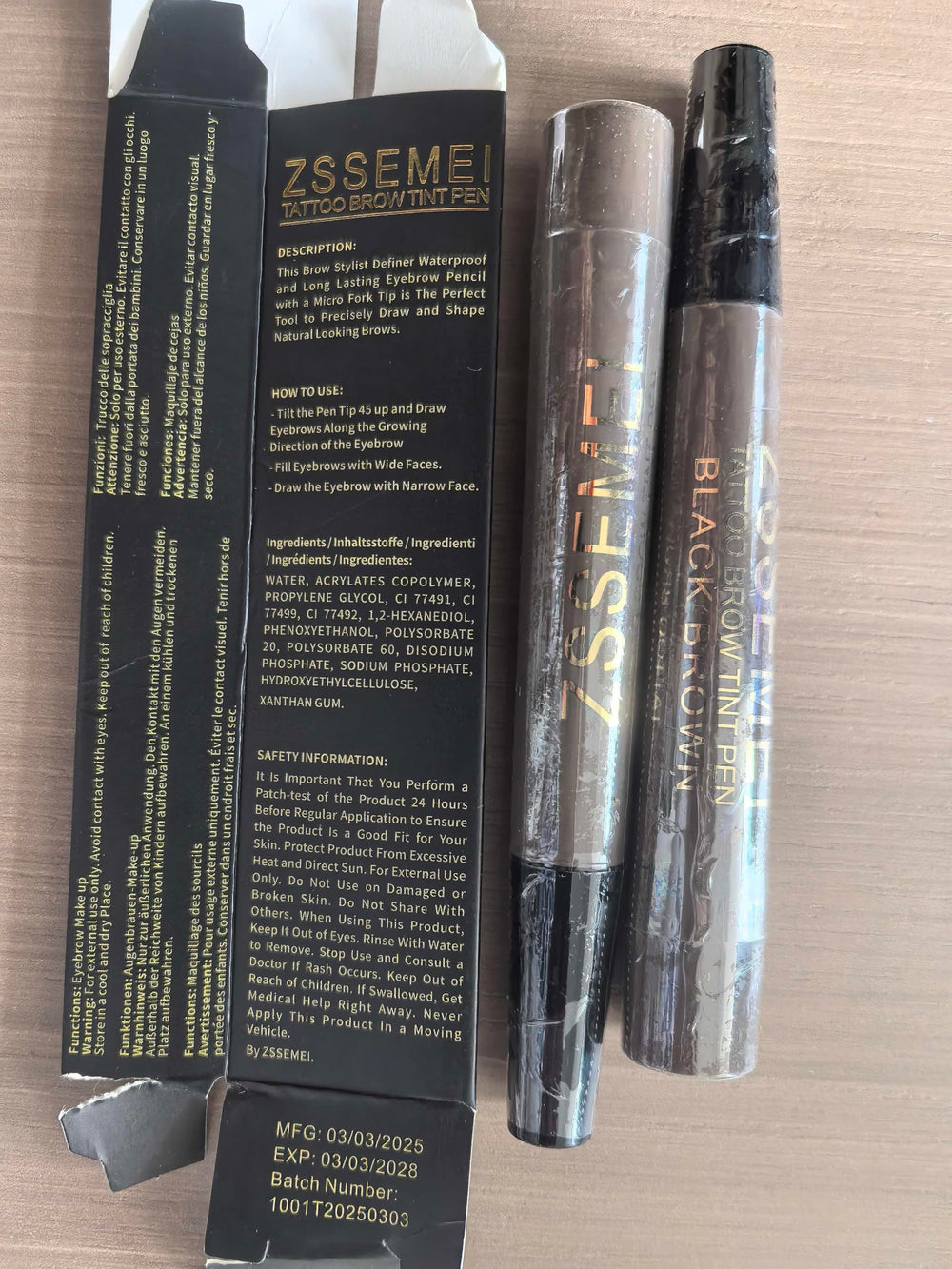 ZSSEMEI lifestyle shot with makeup bag to show daily-ready brows