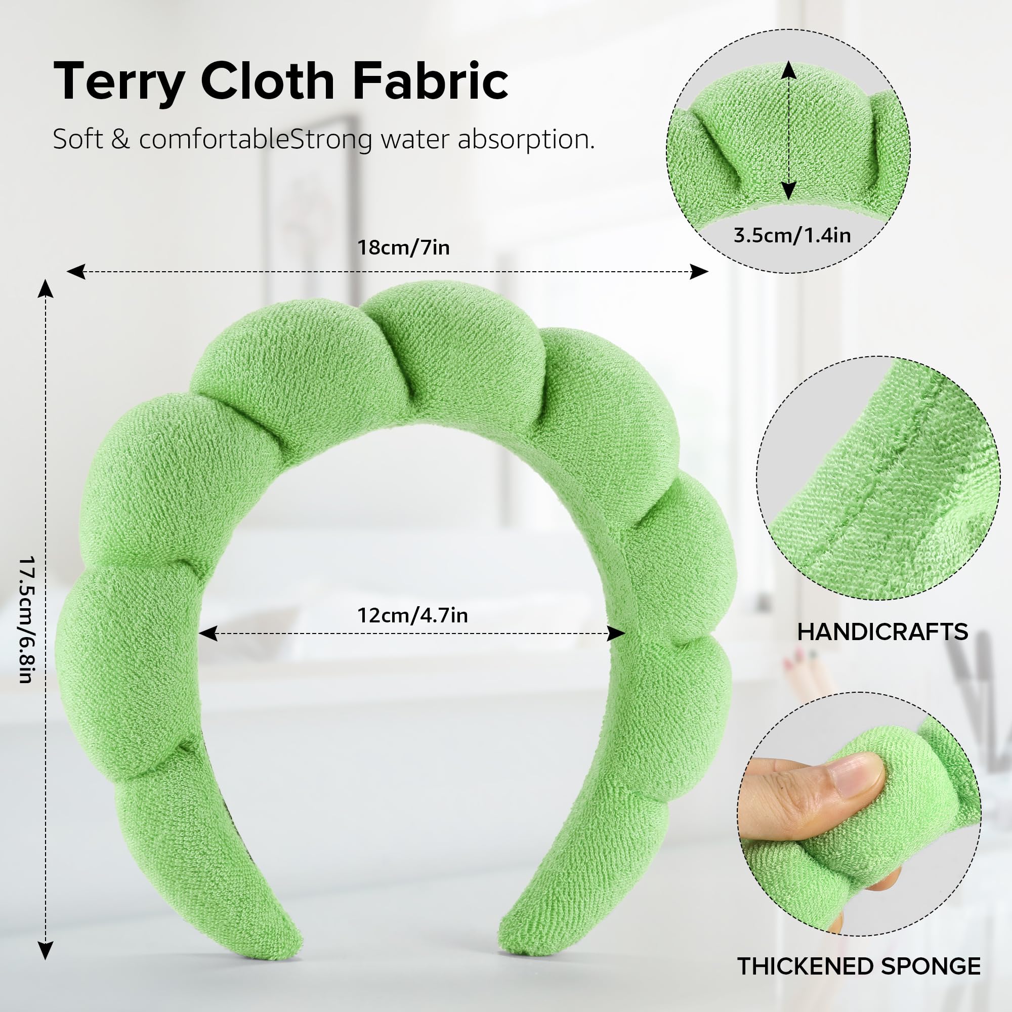 Ztomine headband with water drops demonstrating fast absorption to protect hair