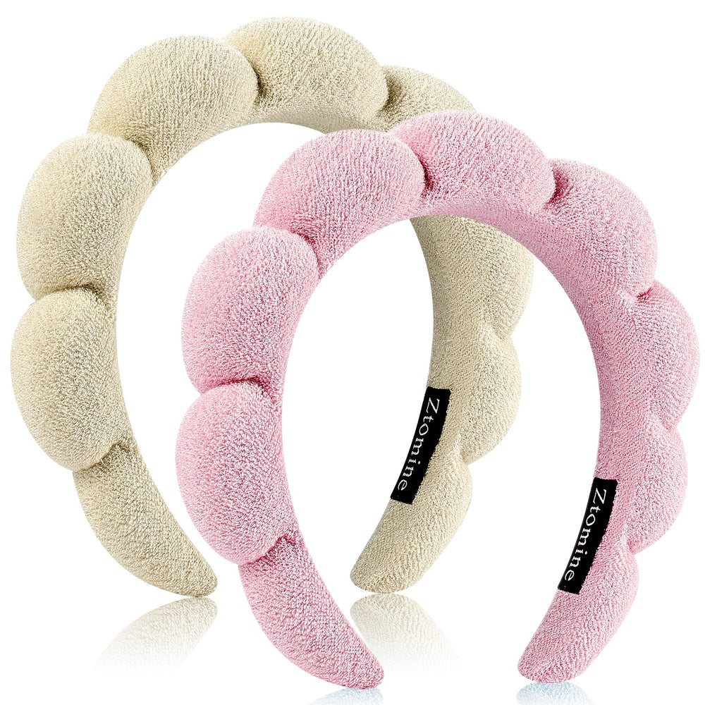 Ztomine beige and pink headbands front view showing neat scallop design and convenience