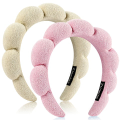 Ztomine beige and pink headbands front view showing neat scallop design and convenience