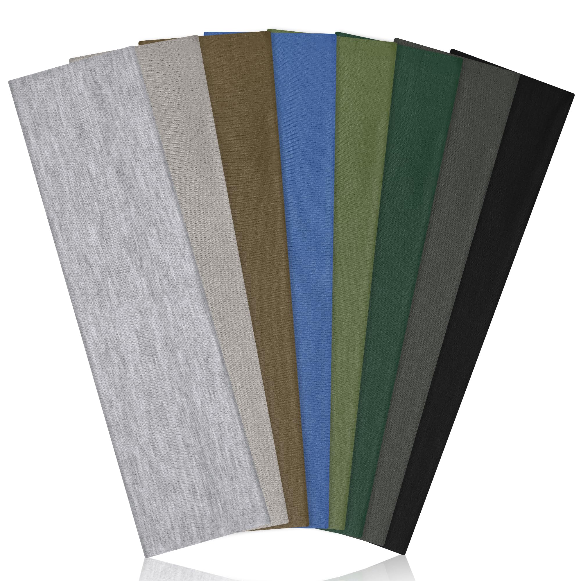 Ztomine front view of eight headbands neatly stacked showing colors and fit benefit