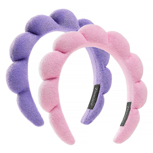Ztomine front view of pink and purple headbands showing colors and design for easy use