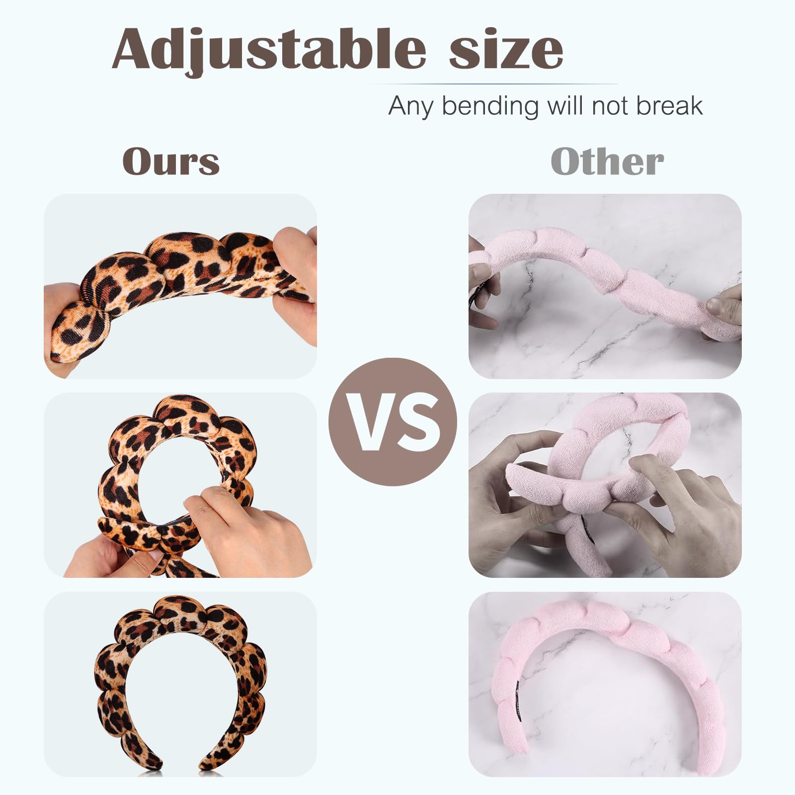Ztomine headband worn while washing face demonstrating hair protection benefit