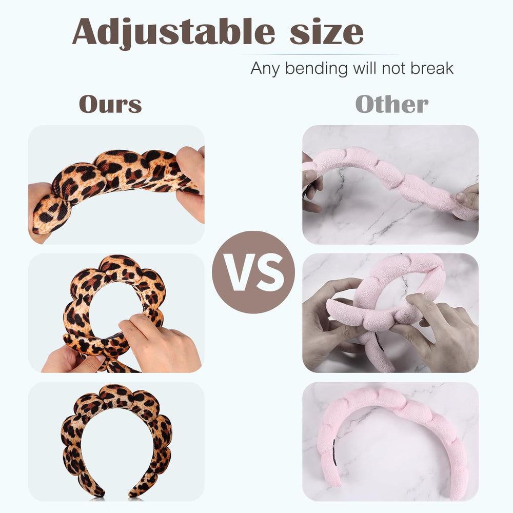 Ztomine headband worn while washing face demonstrating hair protection benefit