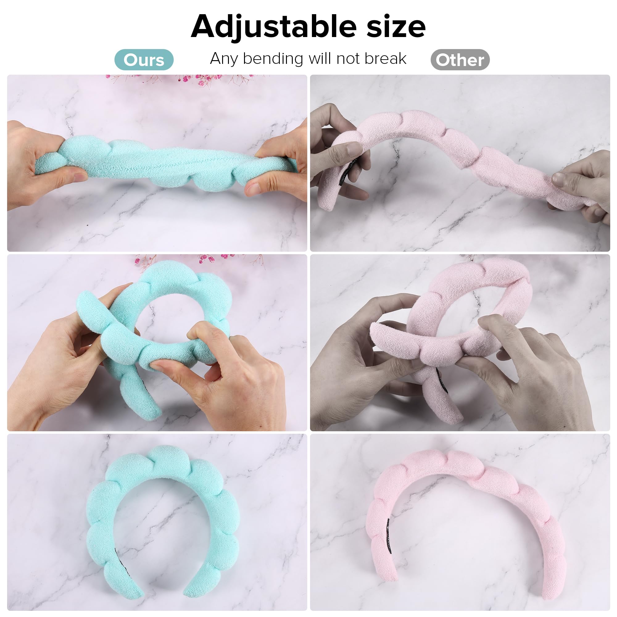 Ztomine headband worn during face wash keeping hair dry and protected benefit