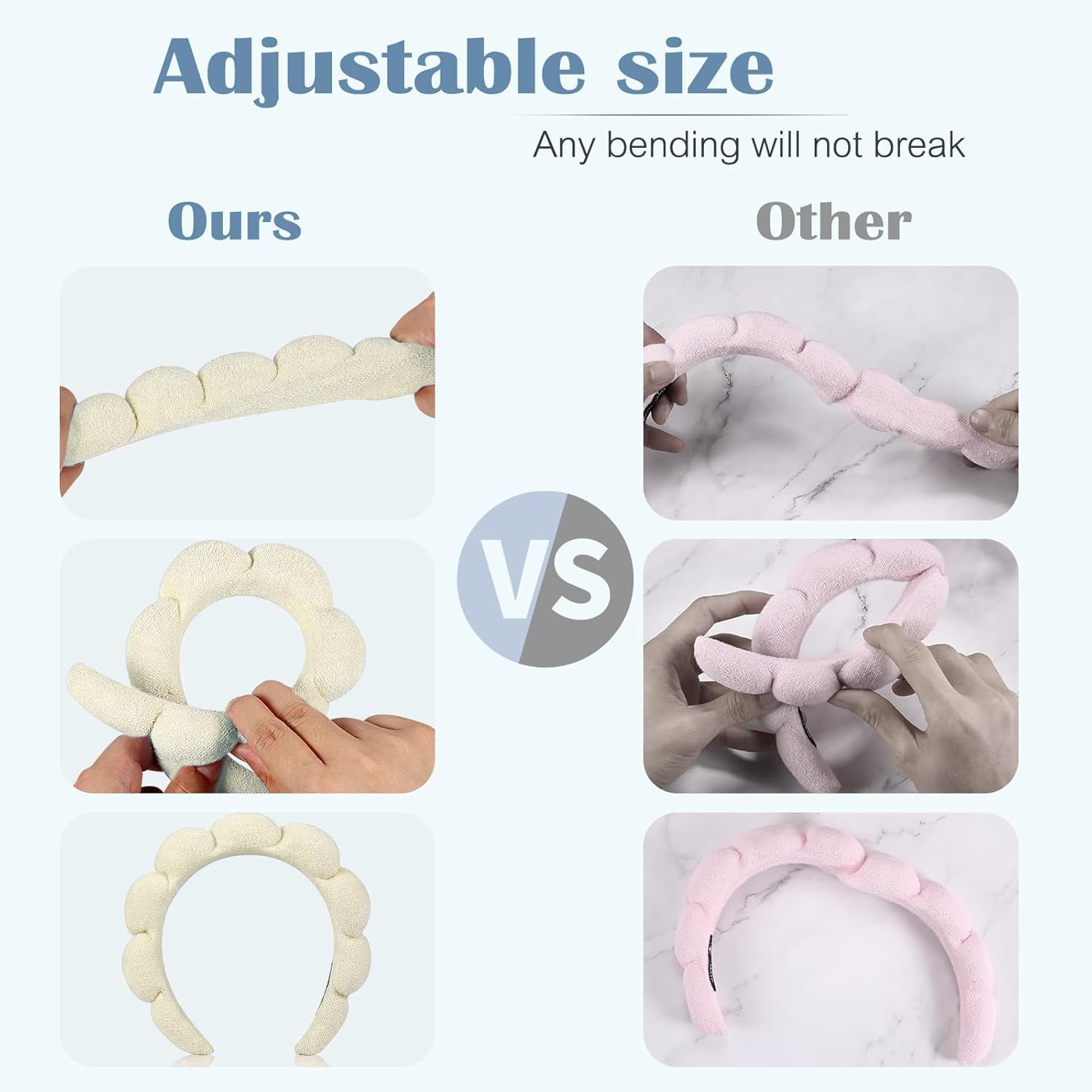 Ztomine headband worn while washing face, keeps hair dry and clear