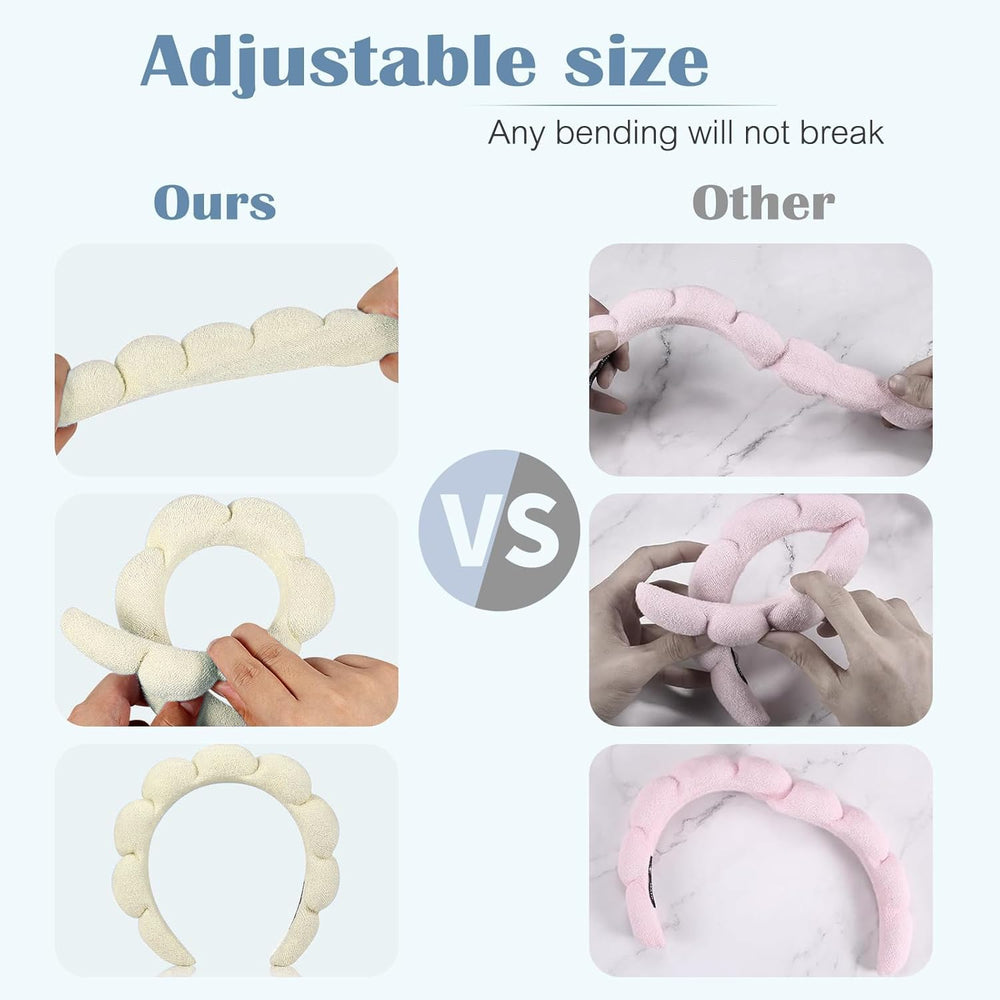 Ztomine headband worn while washing face, keeps hair dry and clear