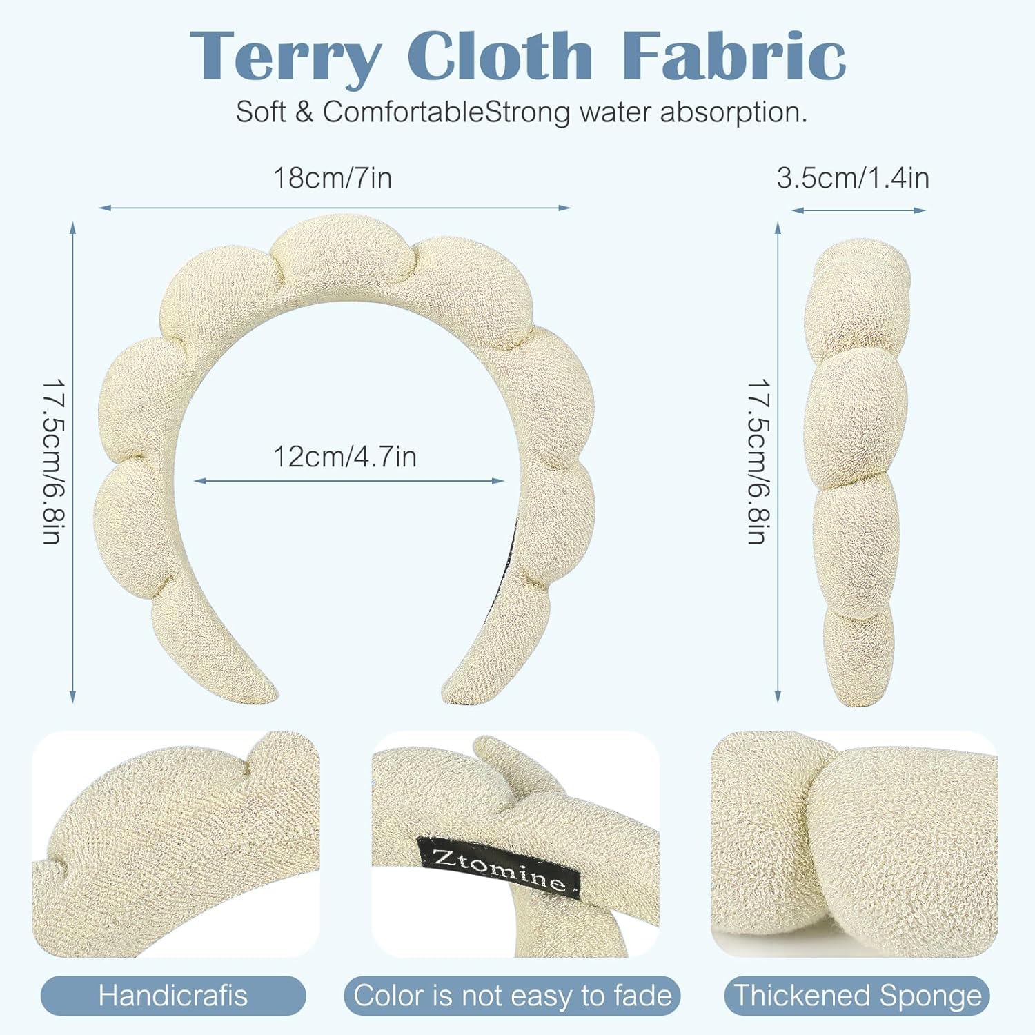 Ztomine beige and black headbands side-by-side, offers color choices