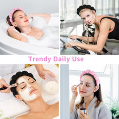 Ztomine headband in use washing face keeping hair dry during cleansing benefit