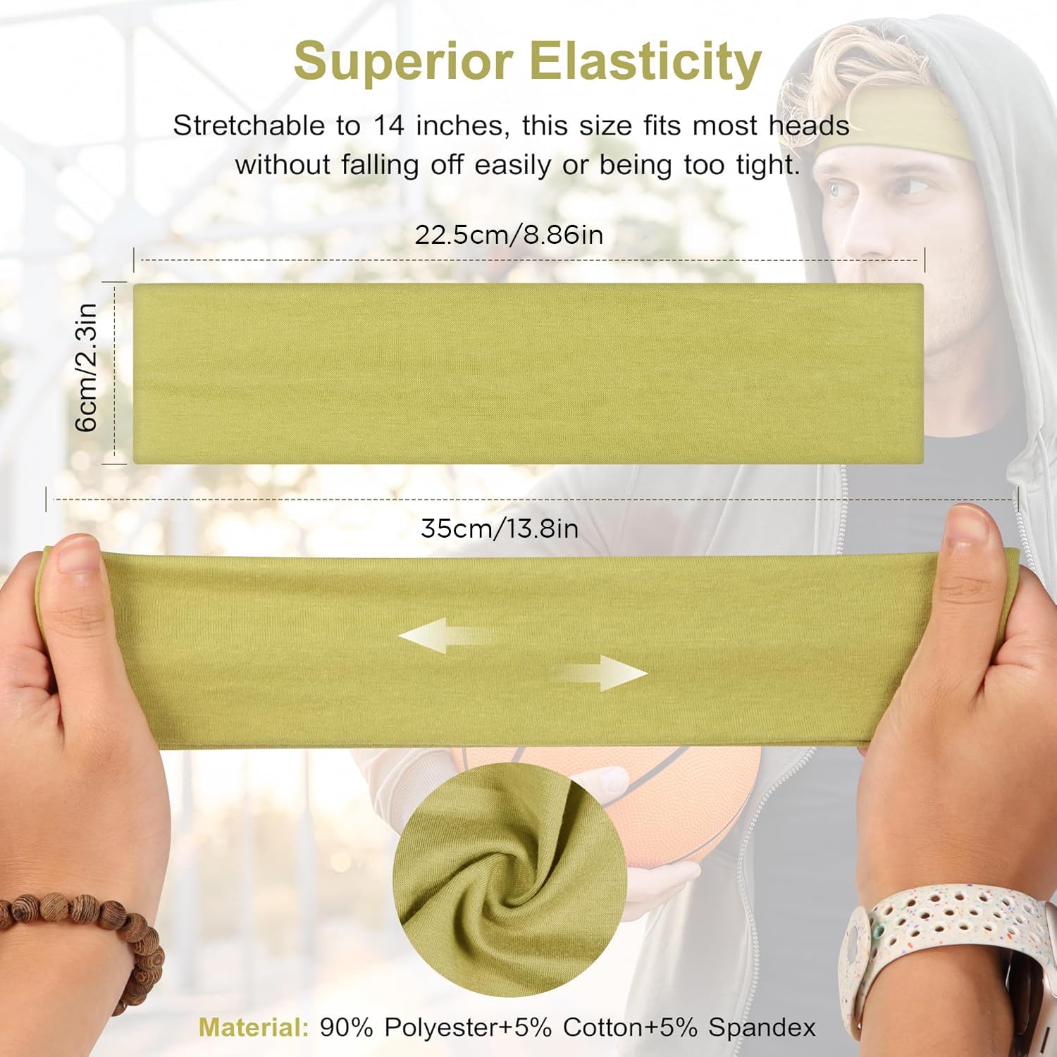 Ztomine headband in use during yoga demonstrating non-slip comfort