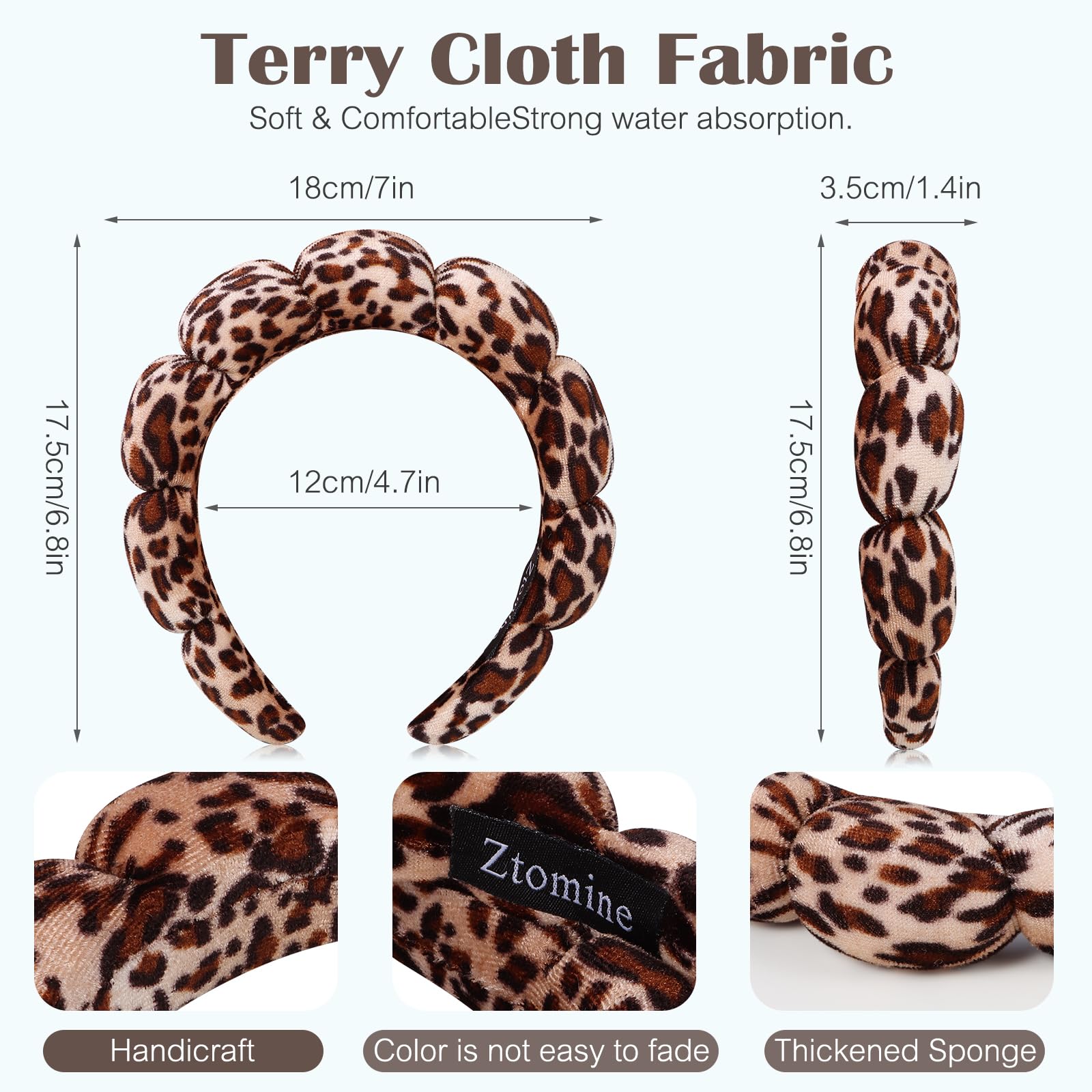 Ztomine leopard headband pattern detail highlighting stylish spa look