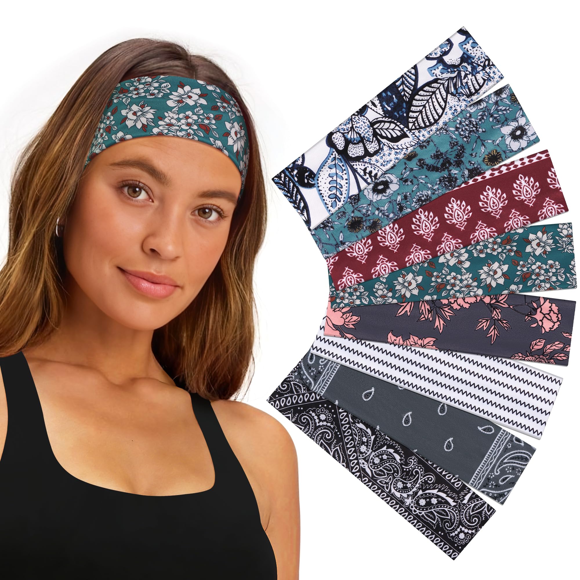 Ztomine headband in outdoor running scene illustrating secure stay-put benefit