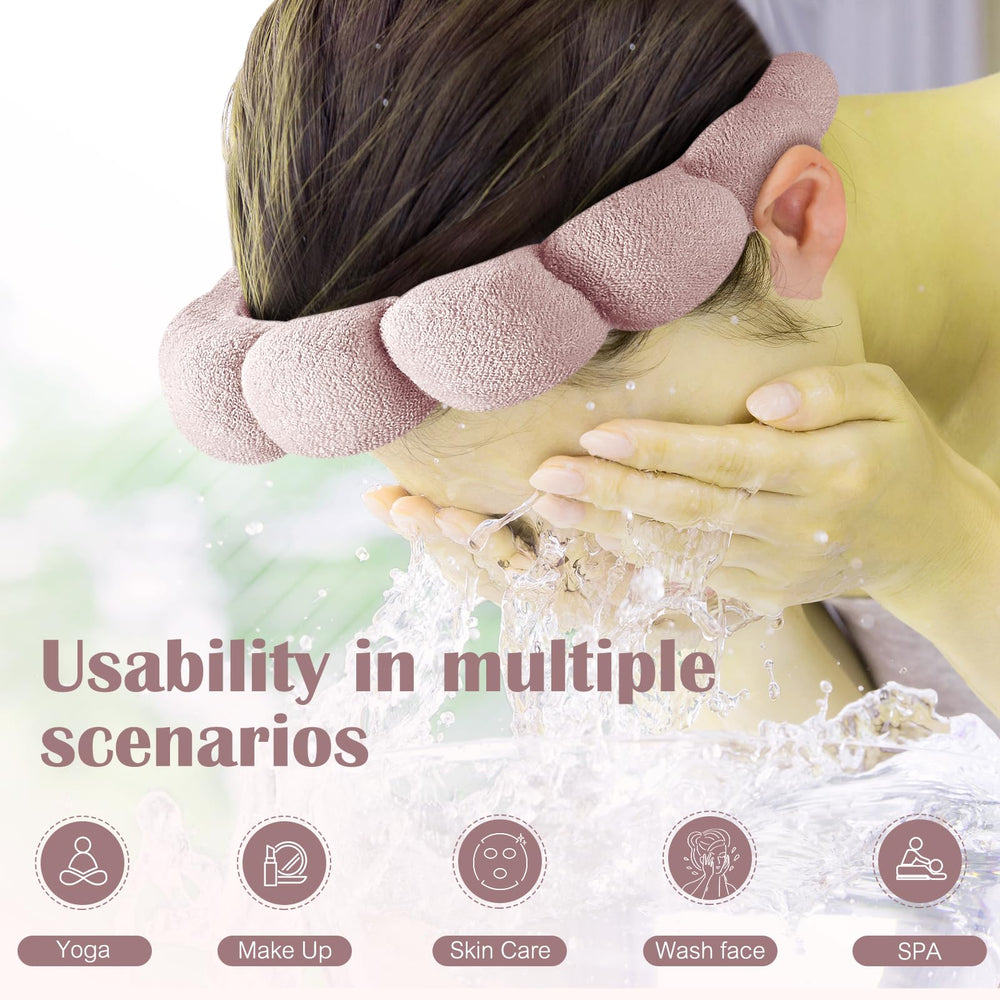 Ztomine pink headband terrycloth close-up showing plush texture and absorbency