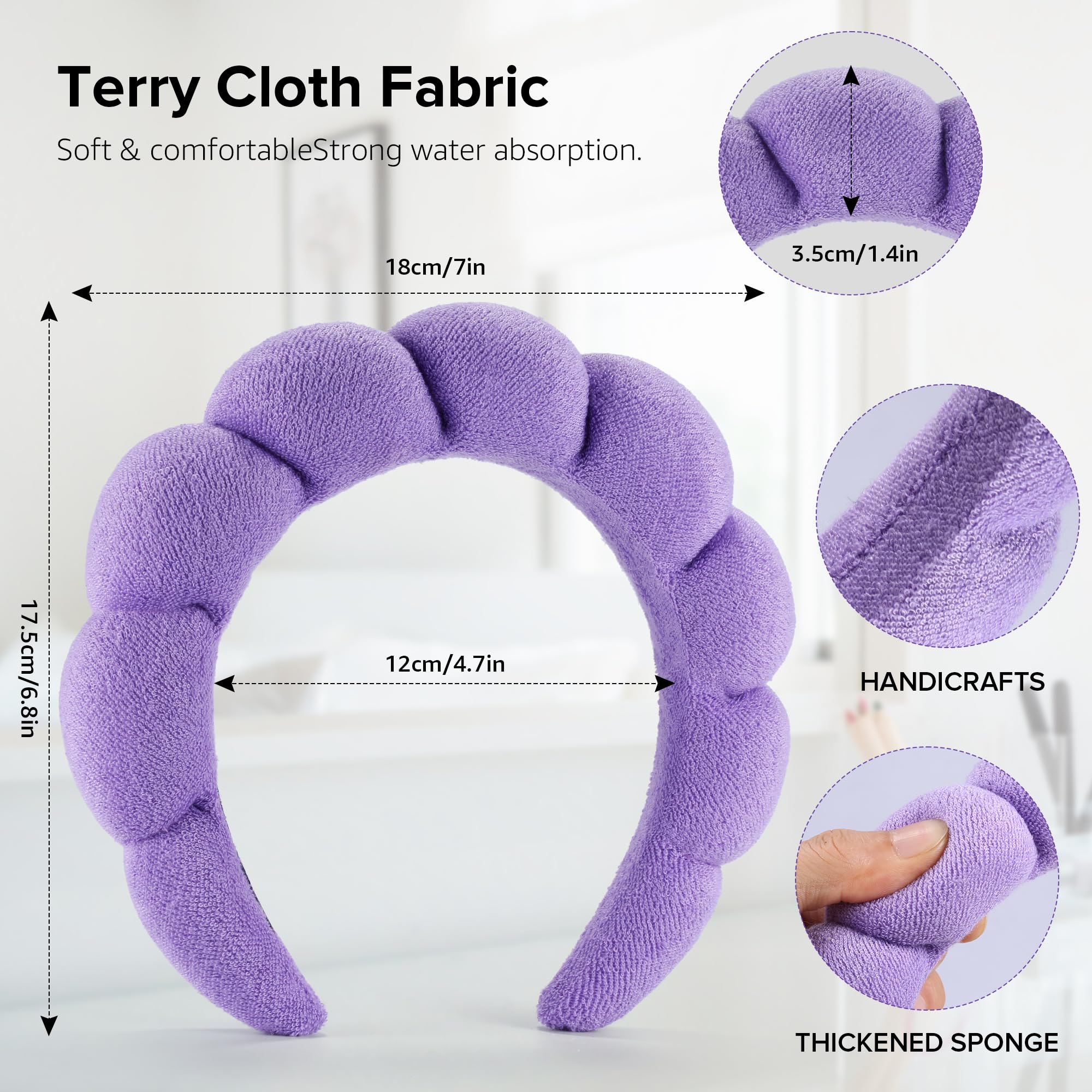 Ztomine headband beside a hand to show size and comfortable coverage benefit