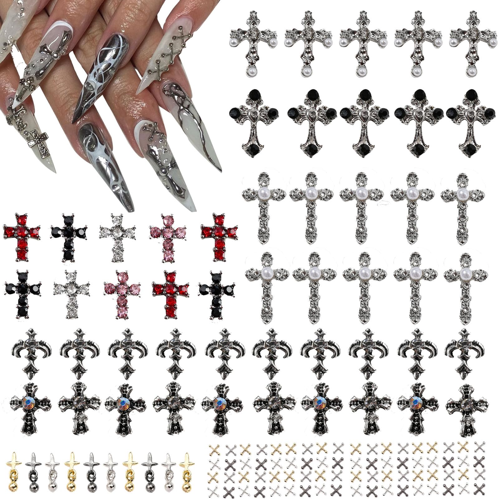 ZUMILLMN front pack view showing 100-piece cross charm assortment and organized storage benefit