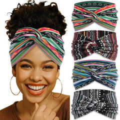 ZUYASEZ front view of four headbands set showing colors and boho styling benefit
